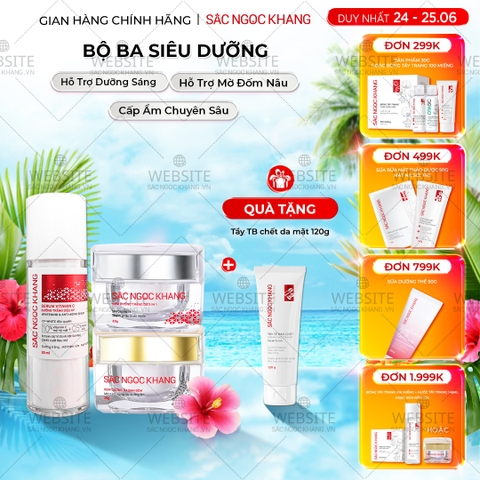 Bộ Kem Dưỡng Ngày/Đêm + Serum Trắng Bật Tông Sắc Ngọc Khang (Serum Vitamin C 30ml + Kem Ngày 30g + Kem Đêm 30g)