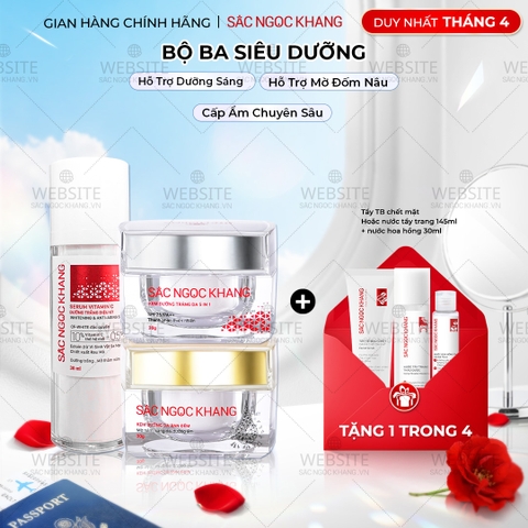 Bộ Kem Dưỡng Ngày/Đêm + Serum Trắng Bật Tông Sắc Ngọc Khang (Serum Vitamin C 30ml + Kem Ngày 30g + Kem Đêm 30g)
