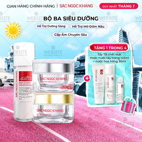 Bộ Kem Dưỡng Ngày/Đêm + Serum Trắng Bật Tông Sắc Ngọc Khang (Serum Vitamin C 30ml + Kem Ngày 30g + Kem Đêm 30g)