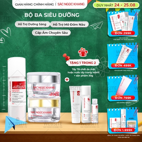 Bộ Kem Dưỡng Ngày/Đêm + Serum Trắng Bật Tông Sắc Ngọc Khang (Serum Vitamin C 30ml + Kem Ngày 30g + Kem Đêm 30g)