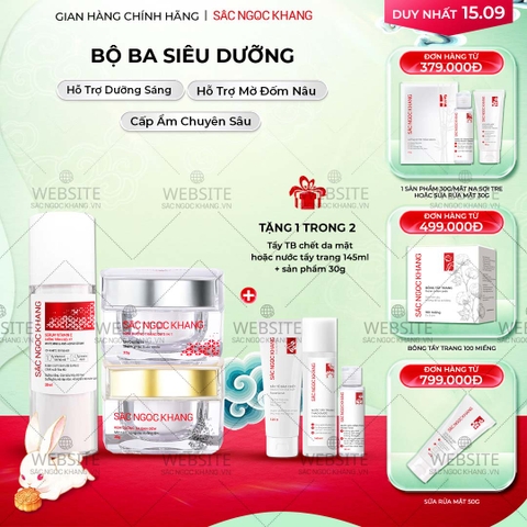 Bộ Kem Dưỡng Ngày/Đêm + Serum Trắng Bật Tông Sắc Ngọc Khang (Serum Vitamin C 30ml + Kem Ngày 30g + Kem Đêm 30g)