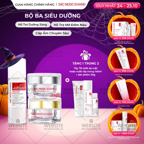 Bộ Kem Dưỡng Ngày/ Đêm + Serum Trắng Bật Tông Sắc Ngọc Khang (Serum Vitamin C 30ml + Kem Ngày 30g + Kem Đêm 30g)