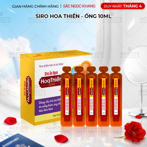 Siro ăn ngon Hoa Thiên Hộp 20 ống 10ml giúp bé ăn ngon, hổ trợ phát triển trí não, tăng sức đề kháng của bé