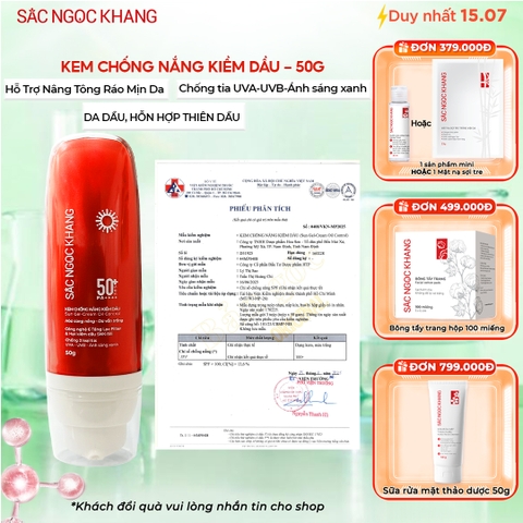 Kem Chống Nắng Kiềm Dầu Sắc Ngọc Khang 50g