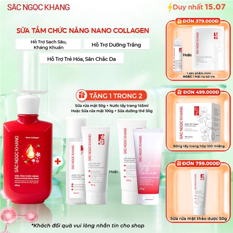 [MỚI] Sữa Tắm Chức Năng Nano Collagen Sắc Ngọc Khang 500g (Tặng combo sữa dưỡng thể và sữa rửa mặt)