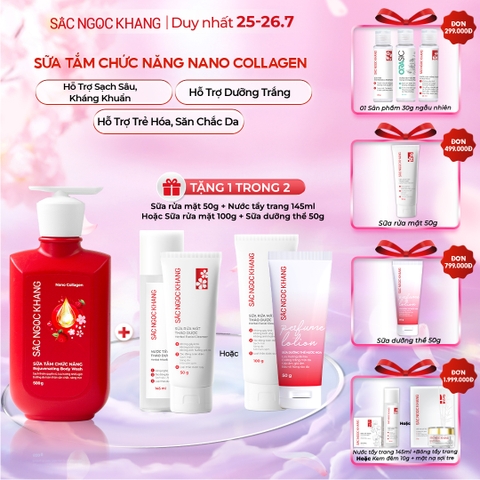 [MỚI] Sữa Tắm Chức Năng Nano Collagen Sắc Ngọc Khang 500g (Tặng combo sữa dưỡng thể và sữa rửa mặt)