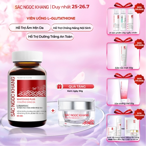 Viên Uống Glutathione Dưỡng Trắng Da Vượt Trội 60 viên (Tặng Kem Ngày fullsize)