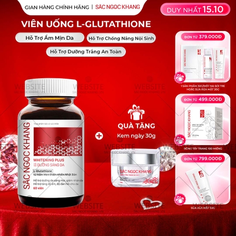 Viên Uống Glutathione Dưỡng Trắng Da Vượt Trội 60 viên (Tặng Kem Ngày fullsize)