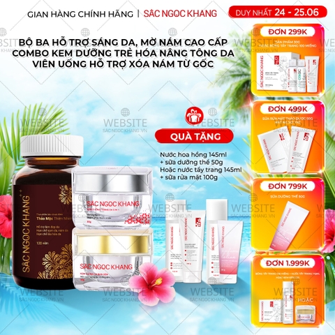 Combo Mờ Nám Dưỡng Trắng Cao Cấp Sắc Ngọc Khang: Viên Uống Sắc Ngọc Khang ++, Kem Dưỡng Da Ban Đêm, Kem Dưỡng Da Ban Ngày
