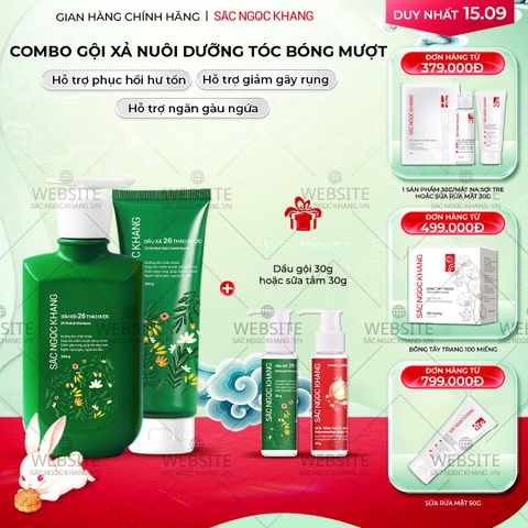 Bộ đôi dầu gội - dầu xả 26 loại thảo dược Sắc Ngọc Khang
