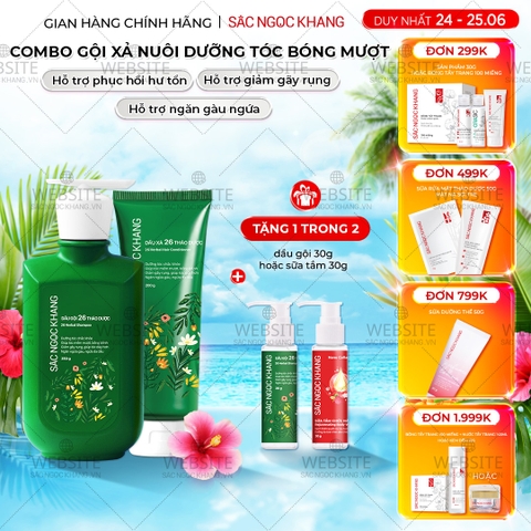 Bộ đôi dầu gội - dầu xả 26 loại thảo dược Sắc Ngọc Khang
