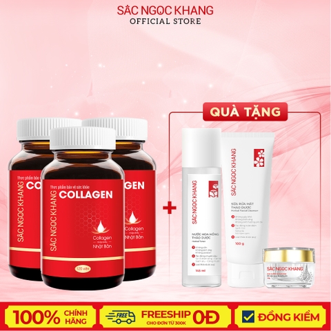 [Liệu trình]  Combo 3 Hộp Viên uống Collagen 120 viên tặng kèm set combo dưỡng da