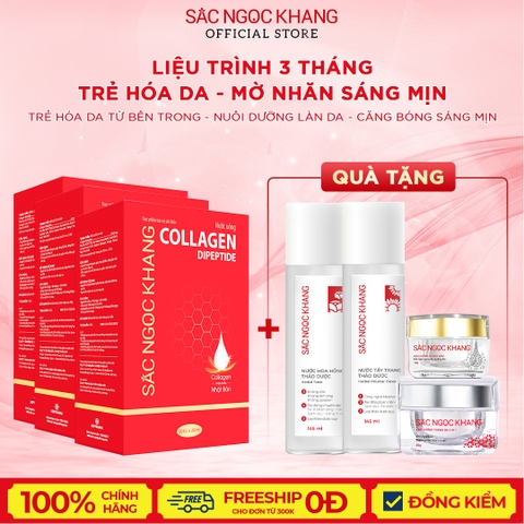 [Liệu trình 3 tháng] Combo 03 Hộp Collagen Nước 30 túi (tặng 01 NTT Thảo Dược 145ml + 01 NHH Thảo Dược 145ml + 01 kem ngày 30g + 01 Kem Dưỡng Đêm 10g)