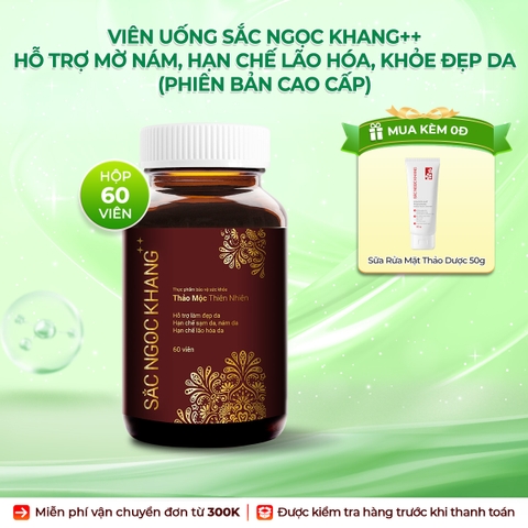 Viên Uống Mờ Nám, Hạn Chế Lão Hóa, Khỏe Đẹp Da Sắc Ngọc Khang++ Hộp 60 Viên (Tặng kèm Sữa rửa mặt thảo dược 50g)