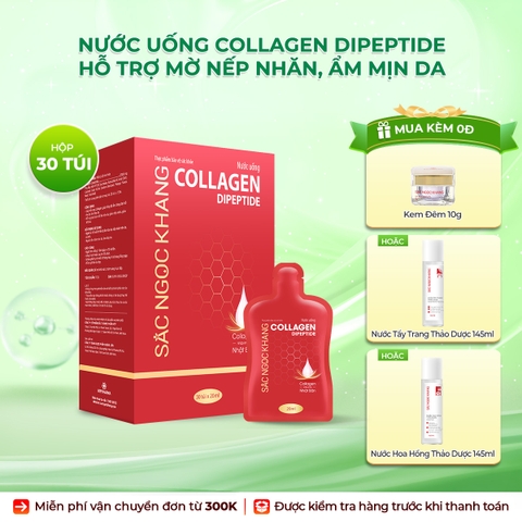 Nước Uống Collagen Dipeptide Mờ Nếp Nhăn - Dưỡng Ẩm Mịn Da Sắc Ngọc Khang (Hộp 30 túi x 20 ml)