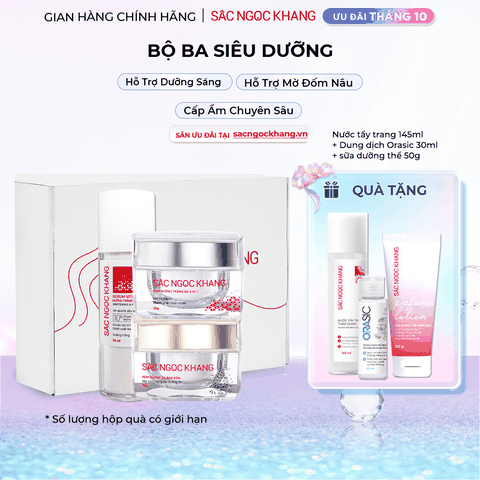 Bộ Kem Dưỡng Ngày/Đêm + Serum Trắng Bật Tông Sắc Ngọc Khang (Serum Vitamin C 30ml + Kem Ngày 30g + Kem Đêm 30g)