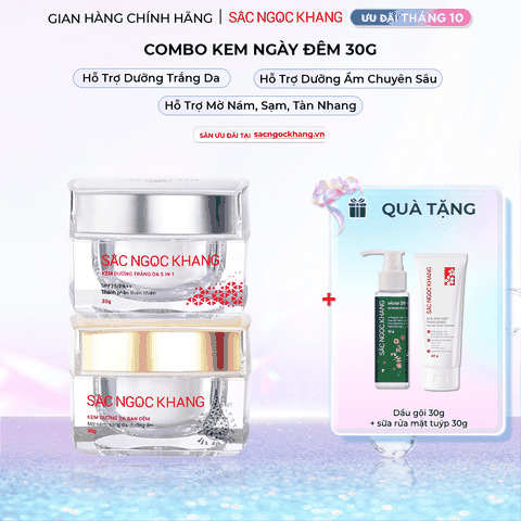 Combo Dưỡng Da Ngày Và Đêm Sắc Ngọc Khang (Kem Dưỡng Da Ban Đêm 30g và Kem Dưỡng Da Ban Ngày 5in1 30g)