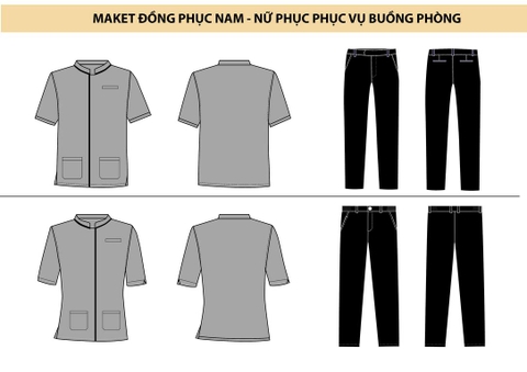 Mẫu đồng phục khách sạn 08 – Nam/Nữ phục vụ buồng phòng