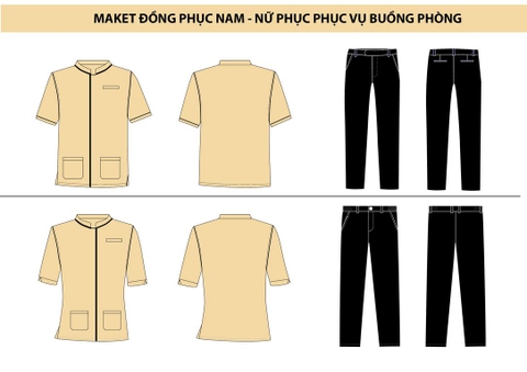 Mẫu đồng phục khách sạn 08 – Nam/Nữ phục vụ buồng phòng