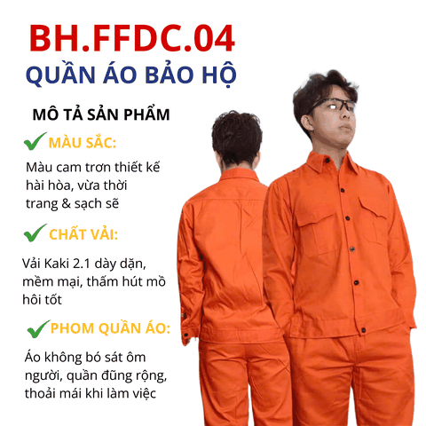 Bộ quần áo bảo hộ lao động Aligro chất liệu Kaki 2/1 bền đẹp, đồng phục cho công nhân, kỹ sư màu cam BH.FFDC.04