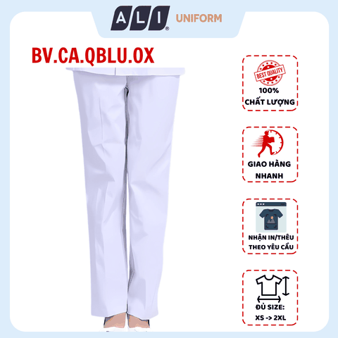 Quần blouse, quần blue trắng cạp chun chất vải oxford cho bác sĩ, dược sĩ, nhân viên y tế Aligro BV.CA.QBLU.OX