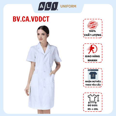 Váy blouse, váy điều dưỡng cộc tay chất vải kaki chun hàn cho y tá Aligro BV.CA.VDDCT