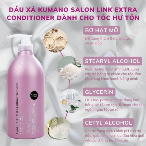 Dầu Xả Kumano Salon Link Phục Hồi Cho Tóc Yếu 1000ml Extra Conditioner