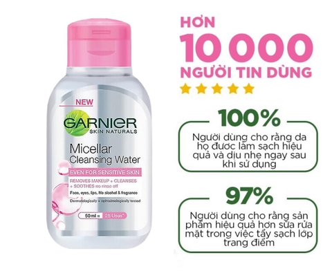 Tẩy trang Garnier bé hồng 50ml