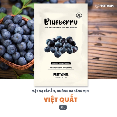 Miếng Mặt Nạ Pretty Skin Việt Quất Total Solution Essential Sheet Mask 23g