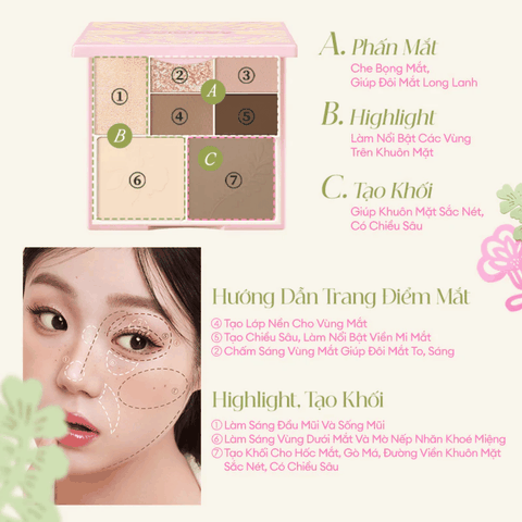 Bảng Phấn Má + Mắt 7 Màu Đa Dụng COLORKEY mã 01 14.6g