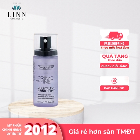 Xịt khóa nền Catrice Prime And Fine Multitalent Fixing Spray kiểm soát dầu , giữ lớp makeup mướt mịn