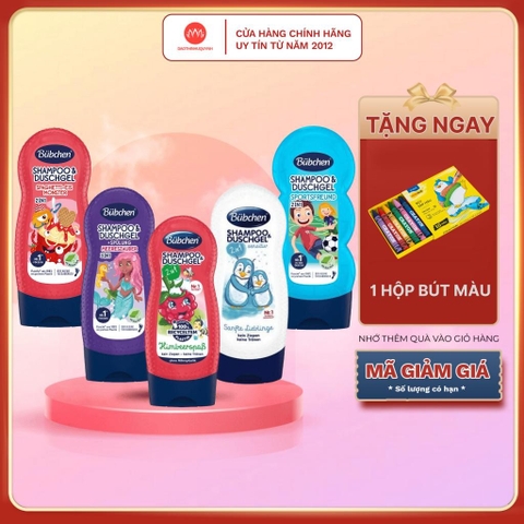 GEL TẮM GỘI BUBCHEN 2IN1 mua 1 chai 230ml tặng 1 hộp hộp màu Colokit CR-C015 (10 màu)