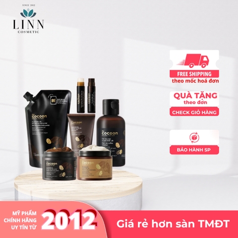 (Không vỏ) Bộ sản phẩm tẩy tế bào chết Cocoon từ Cà Phê Đắk Lắk - combo cocoon tẩy da chết mặt - dưỡng ẩm body