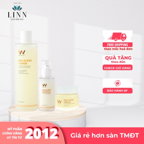 Bộ 3 mờ nám dưỡng trắng sáng da WonJin Effect Toner Melaless 250ml , Serum 50ml + Kem Dưỡng 80g