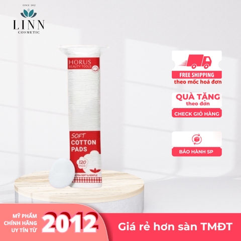 Bông tẩy trang Horus Soft Cotton Pads 120 pads loại bỏ bụi bẩn và dầu thừa hiệu quả - chính hãng