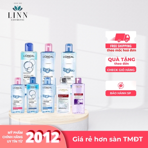 Nước Tẩy Trang Loreal 3-in-1 Micellar Water L'oreal Paris 400ml Xanh Đậm Sạch Sâu - Xanh Nhạt - Hồng Dưỡng Ẩm