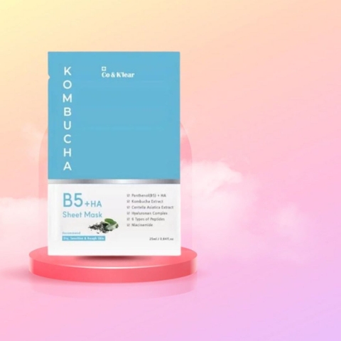 Mặt nạ Co & K'Lear Kombucha, Mask cấp ẩm phục hồi dưỡng trắng da - B5+HA Sheet mask 25ml ( 1 miếng )