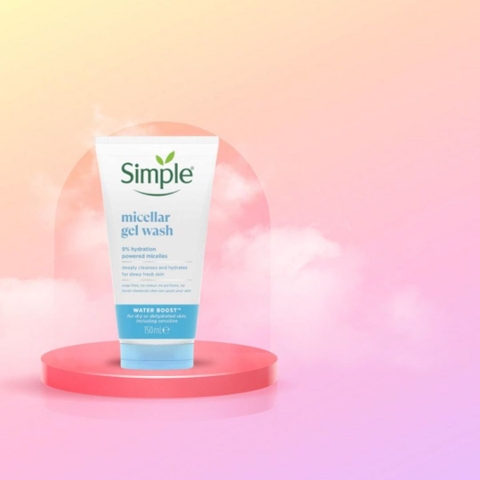 Sữa rửa mặt dạng gel Simple Micellar Gel Wash Water Boost cấp ẩm đa tầng & làm sạch sâu cho da 150ml