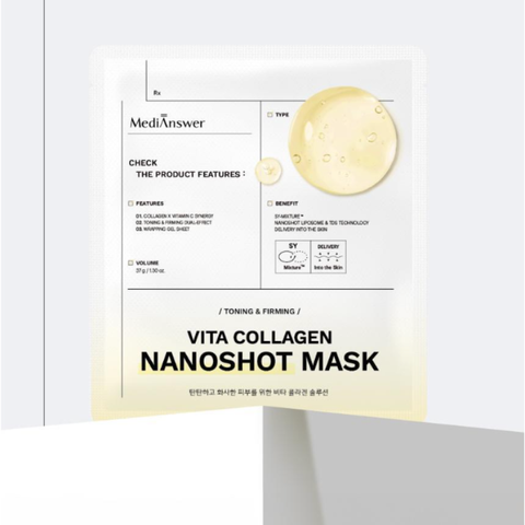 Mặt nạ thạch collagen MediAnswer Vita dưỡng sáng mờ nhăn - miếng mặt nạ thạch vàng Medi Answer mask