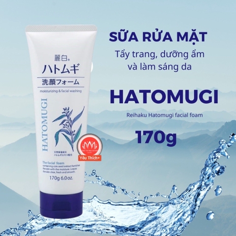 Sữa rửa mặt Hatomugi Reihaku 170g dưỡng sáng da hạt ý dĩ Hato mugi Facial Washing Trắng Xanh chính hãng 130g - 170g