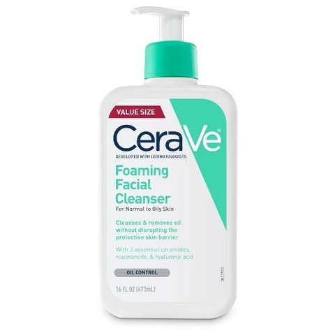 Sữa Rửa Mặt CeraVe Foaming Cleanser For Normal To Oily Skin Gel Moussant Dịu Nhẹ Cho Da 473ml