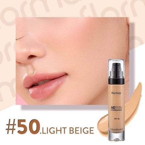 Kem Nền Mỏng Nhẹ Lâu Trôi Che Phủ Cao FLORMAR  Invisible Cover HD Foundation 30ml