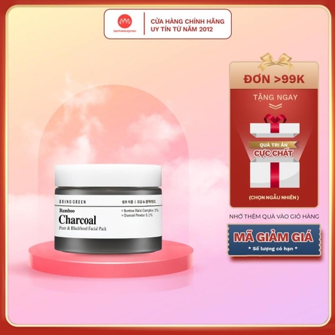 Mặt Nạ Than Tre Cho Mụn Đầu Đen BRING GREEN Bamboo Charcoal Pore & Blackhead 100ml