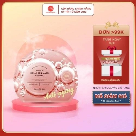 Mặt Nạ Giấy Mask Banobagi Super collagen Retinol Cải Thiện Nếp Nhăn màu Hồng Đất 30g