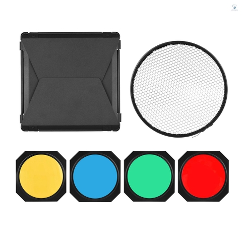 Barndoor 4 filter màu, lưới tổ ong, ngàm bowen