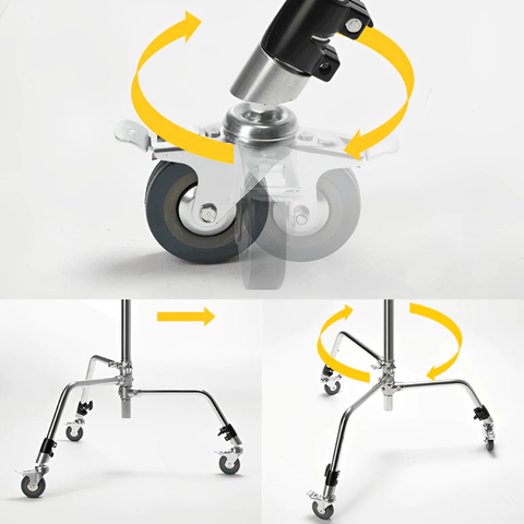 Combo 3 bánh xe di chuyển dùng với chân boom C-Stand CK-1, CK-2, CK-3