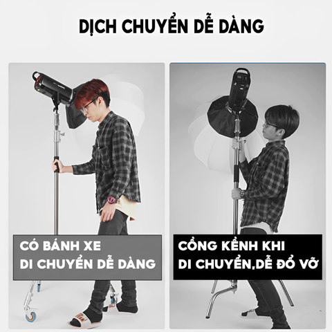 Combo 3 bánh xe di chuyển dùng với chân boom C-Stand CK-1, CK-2, CK-3