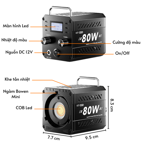 Đèn cầm tay quay phim ZU80 80W