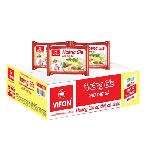 Nouilles Instatanées Poulets 18x120gr/ Phở thịt gà Hoàng Gia Vifon thùng 18 gói x 120g