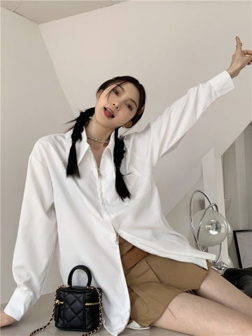 Áo Sơ Mi Dài Tay Có Khoá Kéo Thời Trang